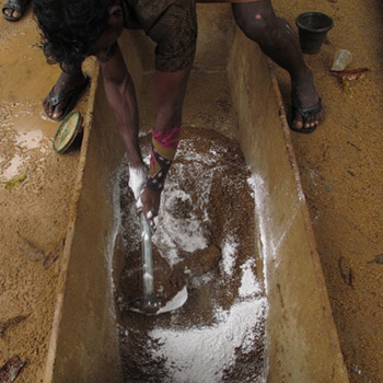 Trough for mixing slaked lime and brickdust for mortar – Kerala, South India