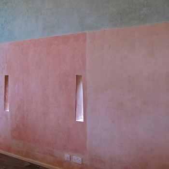Blocks of Hand Mixed coloured Lime-wash paint – Barn Interior